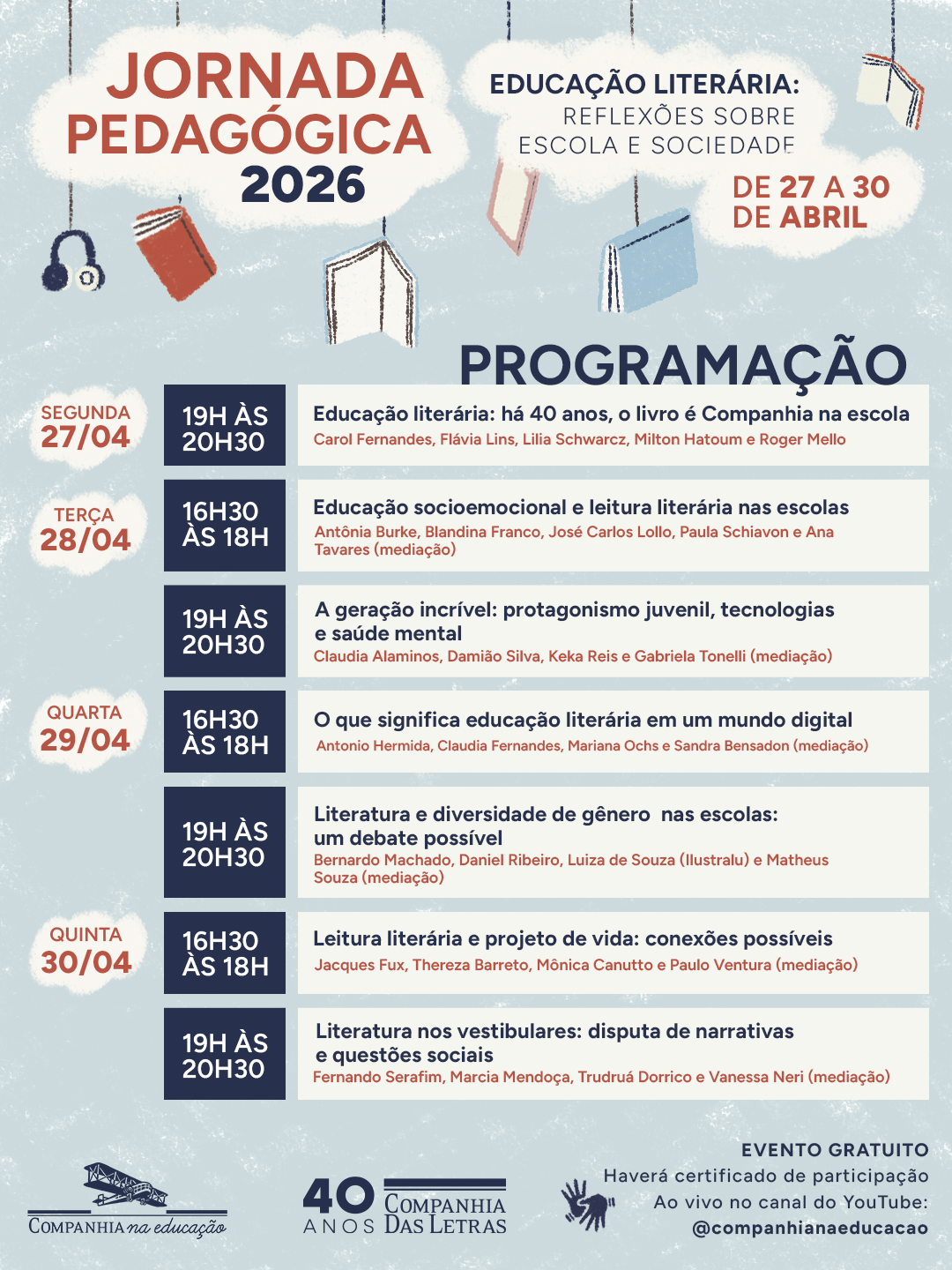 PROGRAMA��O COMPLETA, confira a tabela abaixo.